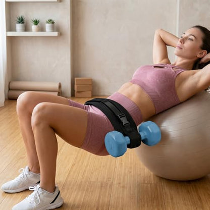 Hip Thrust Dumbbell Holder Belt, Wide Padded Support Belt | Hip Thrust Belt for Dumbbell, Kettlebell, Adjustable Non-Slip Safety Straps for Squats, Glute Bridges, Strength Training
