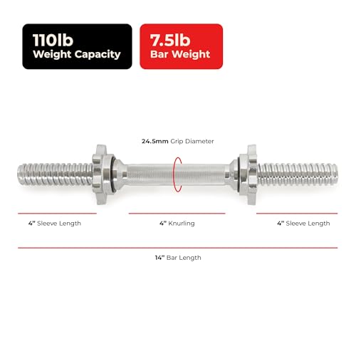 Sunny Health & Fitness Threaded Dumbbell w/Star-Lock Collars, 14"- 24" Pair - style: 14-Inch Premium
