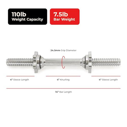Sunny Health & Fitness Threaded Dumbbell w/Star-Lock Collars, 14"- 24" Pair - style: 14-Inch Premium