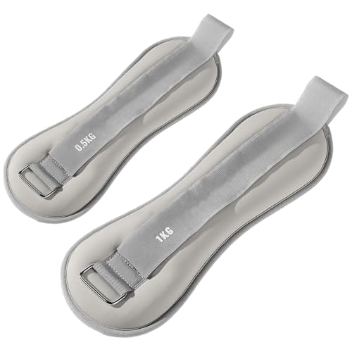 2 Pcs Ankle Weights Ankle Cuff, Adjustable Fitness Straps for Exercise, 3.3 lbs 1.5 kg Total, Grey and Pink, Secure Metal Buckle, Soft Nylon with Iron Sand, Suitable for Home and Gym Workouts