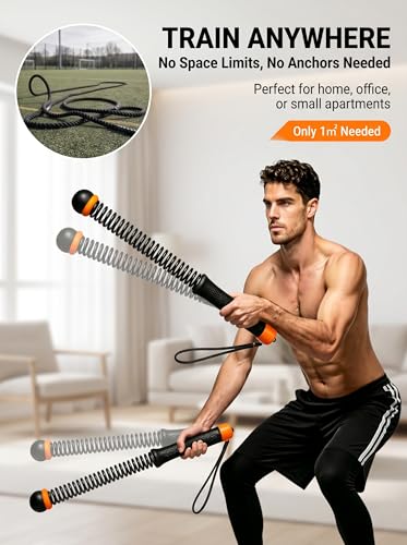 Weighted Ropeless Battle Ropes, Adjustable Resistance Cordless Exercise Rope with Non-Slip Handles, Low Noise Portable Workout Rope for Home Gym HIIT Training (Black)