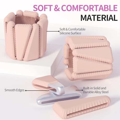 Wrist Ankle Weights for Women 1lb Each, Adjustable Wearable Arm Leg Weight Set, Weighted Bangles Ideal for Walking, Yoga, Dance, Barre & Gym Exercise