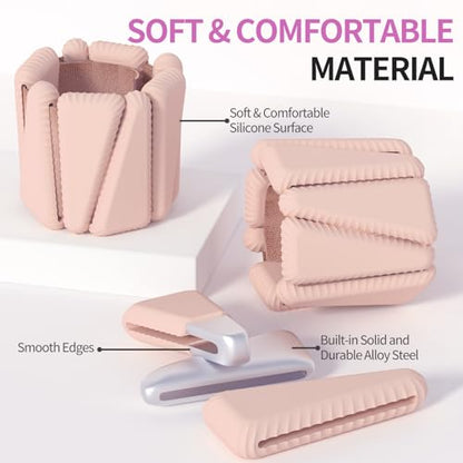 Wrist Ankle Weights for Women 1lb Each, Adjustable Wearable Arm Leg Weight Set, Weighted Bangles Ideal for Walking, Yoga, Dance, Barre & Gym Exercise