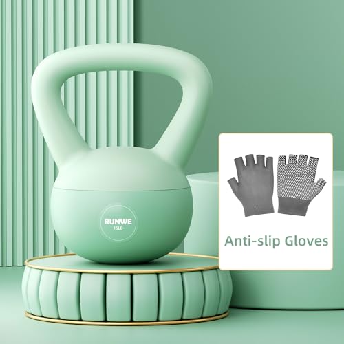 Soft Kettlebell for Women 5lb 10lb 15lb 20lb 25lb, Sand Filled Quiet Floor-Friendly Kettlebell, Anti-Slip Home Gym Fitness Equipment for Apartment Postpartum Recovery - color: 15 LB Green