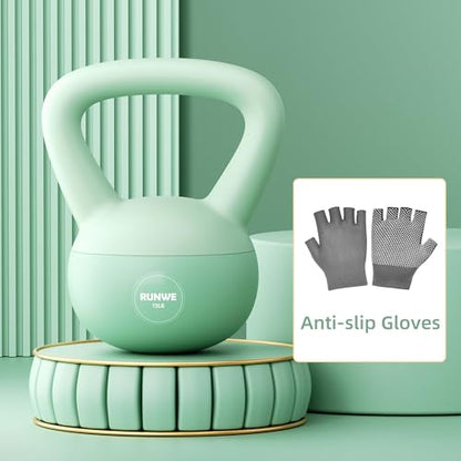 Soft Kettlebell for Women 5lb 10lb 15lb 20lb 25lb, Sand Filled Quiet Floor-Friendly Kettlebell, Anti-Slip Home Gym Fitness Equipment for Apartment Postpartum Recovery - color: 15 LB Green