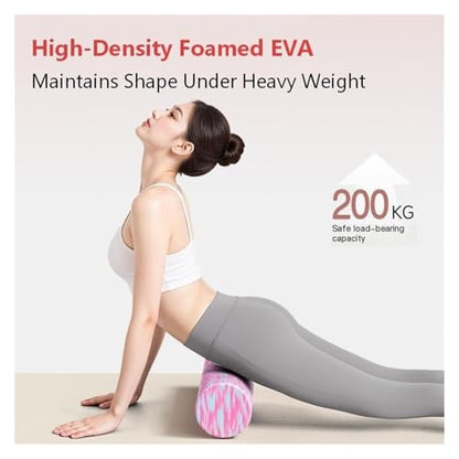 EVA Foam Roller - Beginner-Friendly Solid Textured Massage Roller for Muscle Relaxation, Back Rolling & Fascia Release - Yoga Fitness Tool(Pink Mix,Small) - color: Pink Mix, size: Small