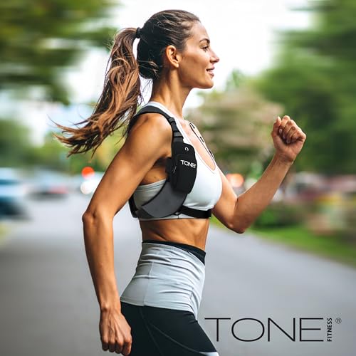 TONE Fitness 8LB Weighted Vest – Women’s & Men’s Workout Vest with Phone Pouch, Reflective Strips & Adjustable Fit for Walking, Running, Cardio & Strength Training | Gray/Blue - color: Gray