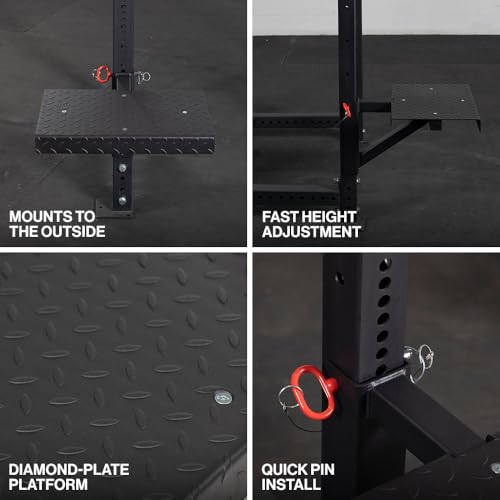 Titan Fitness X-3 Series Rack Mounted Step-Up Platform, 22" x 15" Diamond Plate Steel Step, Adjustable Power Rack Attachment for Step-Ups, Plyometrics & Strength Training, 550 LB Capacity