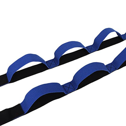 Muka Yoga Strap with 12 Loops for Workout Stretching, Non-Elastic Resistance Band for Fitness Pilates - color: Blue