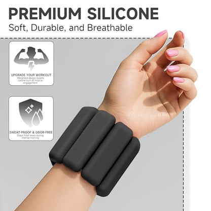 Weighted Bangles for Wrist and Ankle Weights for Women 1LB Each (Set of 2) | Workout Weights for Yoga, Pilates & Walking | Leg & Arm Weights Men BLACK