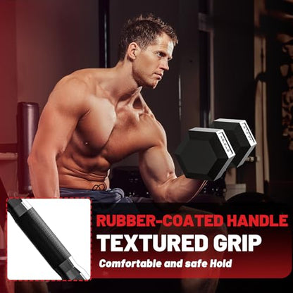 PAPABABE Hex Dumbbell Set with Rubber Grip 2.5-125lb, Odorless Rubber Coated Weight Fixed Dumbbells Set of 2/Single, Weights for Women at Home, Hand Weights for Home Gym & Strength Training,Pesas Para Ejercicios - size: 30 lb, Pair, style: Rubber Grip