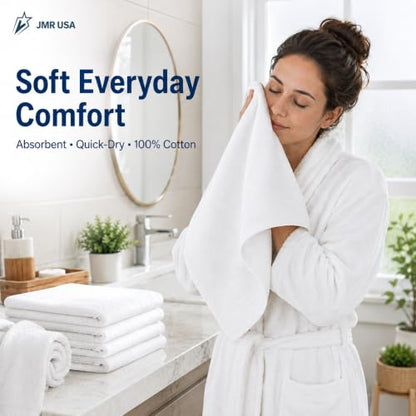 White Cotton Bath Towels 12-Pack (24x48), Lightweight Quick-Dry Gym & Pool - color: White-12 Pcs, size: 24X48