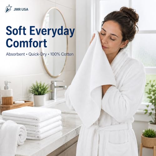 White Cotton Bath Towels 12-Pack (22x44), Lightweight Quick-Dry Gym & Pool - color: White-12 Pcs, size: 22X44