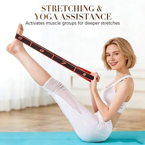 Fitness Resistance Band for Stretching and Yoga, Numbered Resistance Bands, 8 Loops Elastic Strap for Full Body Stretching Shaping, Progressive Flexibility Tool, Home Gym Gear - color: Yellow