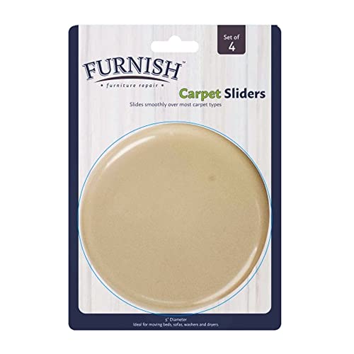 Jobar IdeaWorks S/4 Round 5" Dia Carpet Sliders - Protect Your Carpet and Make Moving Easy,Brown