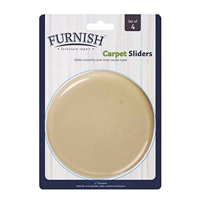 Jobar IdeaWorks S/4 Round 5" Dia Carpet Sliders - Protect Your Carpet and Make Moving Easy,Brown