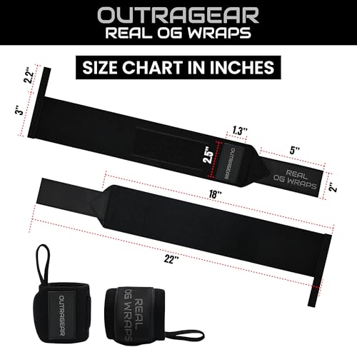 18" OG-Grade Wrist Wraps for Weightlifting – Heavy Duty Wrist Support with Thumb Loop & Lockdown Strap – Wrist Straps for Powerlifting, Bench Press & Gym Training - color: Stealth Black