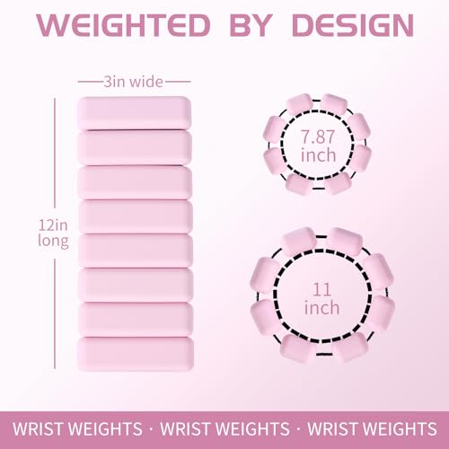 Ankle & Wrist Weights for Women – Adjustable Silicone Wrist & Ankle Weights, Wearable Arm/Leg Set for Pilates, Yoga, Walking & Strength Training (1 or 2lbs Pair Black or Pink)
