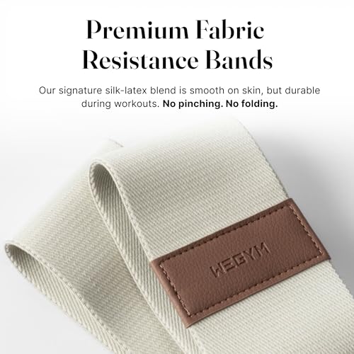 WeGym Fabric Resistance Bands, Workouts at Home, Set of 3 Bands, Exercise Bands for Lower Body Workouts, Travel Friendly Fitness Equipment, Stylish Fitness - color: Sandstone