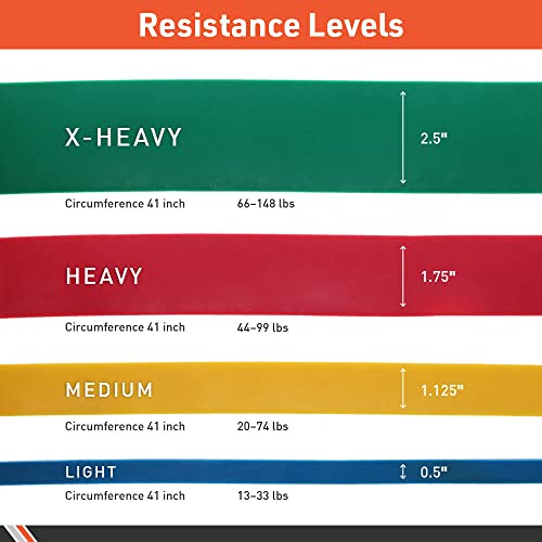 Body Sport Super Loop Band 41-Inch, Latex, Exercise Chart Included – Bands for Working Out – Exercise Band - color: Heavy Resistance - Red