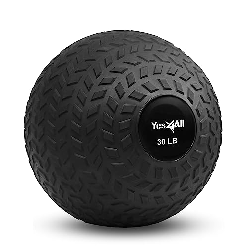 Yes4All Upgraded Fitness Slam Workout Ball 20 LB for Exercise, Strength, Weighted Exercises Balls for Power Workout - color: Black, style: F. 30lbs