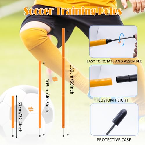 Speed & Agility Training Equipment-20ft Agility Ladder, 6 Poles, 12 Soccer Cones, Resistance Parachute, Jump Rope, Soccer Football Basketball Sport Training Set for Kids Youth Adults