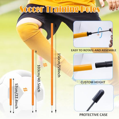 Speed & Agility Training Equipment-20ft Agility Ladder, 6 Poles, 12 Soccer Cones, Resistance Parachute, Jump Rope, Soccer Football Basketball Sport Training Set for Kids Youth Adults
