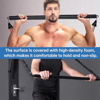 Resistance Band Bar, With Storage Bag Pilates Bar Portable Workout Pod Adjustable 3-Section Pilates Bars for Legs, Hip, Waist, Arm