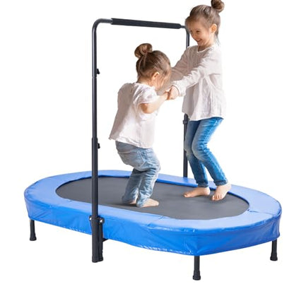 VEVOR 5FT Trampoline 50"/55"/56 * 35" for Indoor/Outdoor use for Toddlers, Foldable Mini Baby with Foam Handle, Recreational Birthday Gift