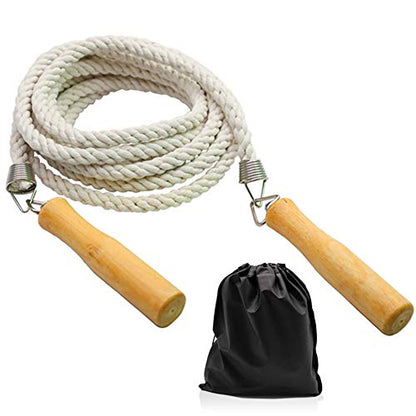 ACEONE Long Jump Rope, Multiplayer Skipping Rope with Wooden Handle for Kids and Adult, Team Group Jumping Rope for School Sport and Outdoor Activity - size: 16ft