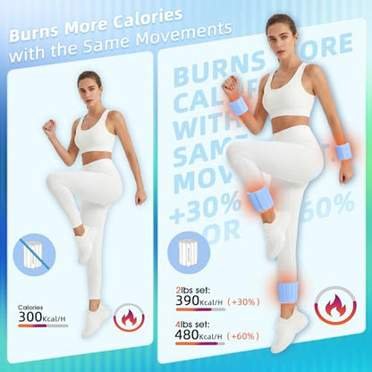 BECOJADDE Wrist Weights Ankle Weight for Women 1 Pair (1.1 lb/2.2 lb Each) - color: Blue Cream, size: 4.4 Lb Pair (2.2 Lb Each)