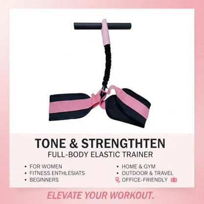 Pedal Resistance Band with Handle, Pink 55LBS Resistance Bands, Portable Sit Up Equipment for Women Home Gym, Suitable for Core, Abs, Arms, Waist and Leg Workout
