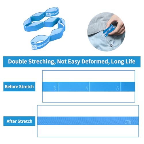 Elastic Yoga Stretching Strap, Multi-Loop Stretch Strap for Physical Therapy, Pilates, Yoga, Dance & Gymnastics Exercise and Flexible Pilates Stretch Band - color: Elastic-Blue