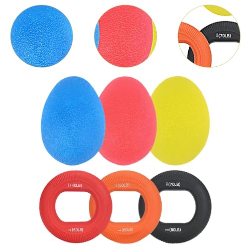6Pcs Grip Strengthening Kit with Hand Grippers and Rings for Workouts