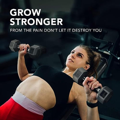 Yes4All Rubber Grip Encased Hex Dumbbells – Hand Weights With Anti-Slip 5-50 LBS Pair/Set