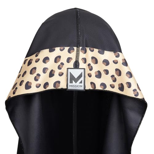 MISSION Cooling Hoodie Towel, Evaporative Cool Technology, Cools Instantly When Wet, UPF 50 Sun Protection, Contours Your Head to Stay in Place, Great for Sports, Fitness, Gym - color: Leopard