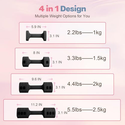 kisnbld Adjustable Dumbbell Set of 2, 4 in 1 Free Weights Dumbbells Set for Women with Fast Adjustment, Each 2lb 3lb 4lb 5lb Hand Weights Set for Home Gym & Outdoor Exercise Training - color: Black, style: Pair