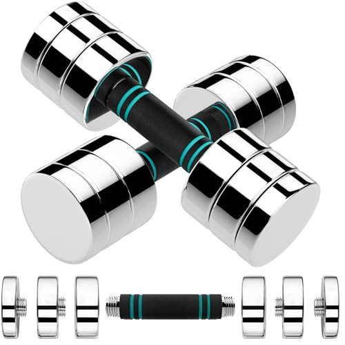 LIFERUN Steel Adjustable Dumbbell Set of 2, 5/10/15lb Free Weights Dumbbells Set, Non-Slip and Comfortable Foam Handle, Adjustable Dumbbells Weights Set for Home Gym Office Exercise - style: 10lbx2
