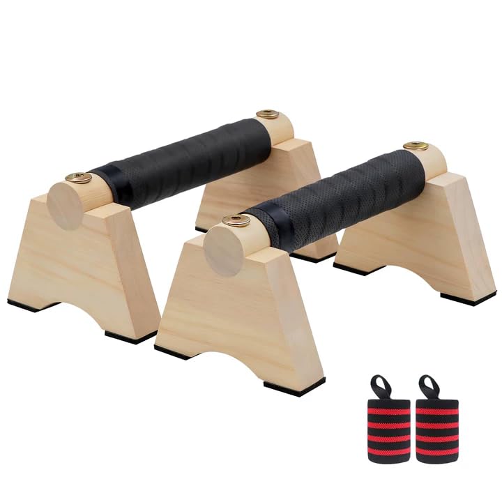 Wood Push up Bar, 2 PCS Parallettes Bars for Men Strength Training, Calisthenics Equipment for Handstand Training - size: 20CM