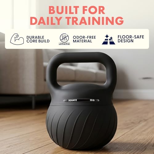 Squatz Soft Training Kettlebells for Home Gym, Shock-Absorbing Base, Kettlebell with Extra-Wide Non-Slip Handle, Floor-Safe Design for Strength Workouts and Full Body Conditioning Sessions