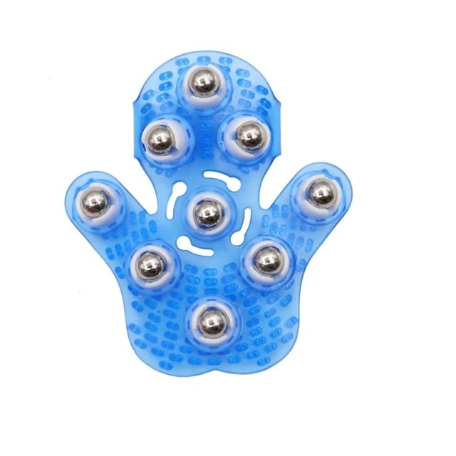 Roller Ball Body Massage Glove Anti-Cellulite Muscle Pain Relief Relax Massager for Neck Back Shoulder Buttocks Face Lift Tools (Blue) - color: Blue