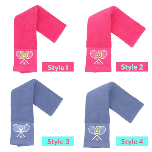 Tennis Towel,Tennis Gift for Men, Women,Lovers,13”x 43” Cotton Embroidered Tennis Towels (Pink, Initial-N) - color: Pink, size: Initial-N