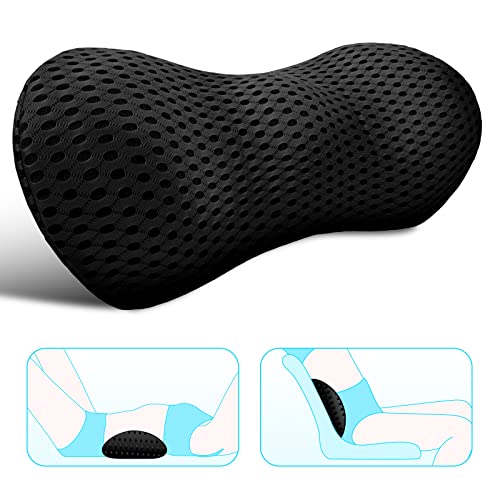 Lumbar Support Pillow for Office Chair, Memory Foam Lumbar Pillow for Lower Back Pain Relief (Black) - color: Black