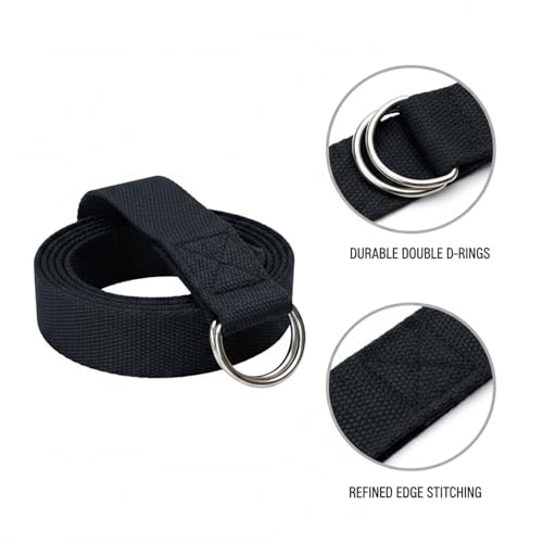 Yoga Stretch Strap, Polyester Exercise Strap for Flexibility Training and Assisted Stretches (1 PC) - color: Black