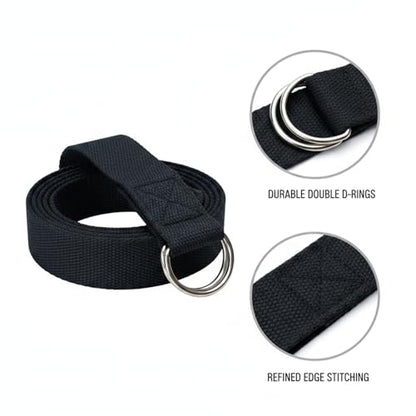 Yoga Stretch Strap, Polyester Exercise Strap for Flexibility Training and Assisted Stretches (1 PC) - color: Black