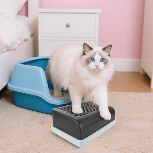 Cat Litter Box Step, Double-Layer Easy-to-Clean Cat Ramp for Litter Box, Wooden Non-Slip Platform for Trapping Litter, Design for Clean Floors, Fits Covered & Open Litter Boxes