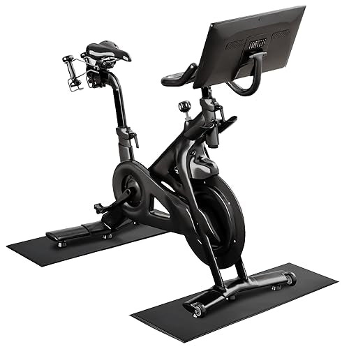Bike Mat | 2Pack, 30" x 12" Exercise Bike Mat/Treadmill Mat for Hardwood Floors or Carpet, Non-Slip Sweat-Proof Exercise Equipment Mat for Bike Trainer/Stationary Spin Bike - size: 1/4" thick, 11.8" x 30"