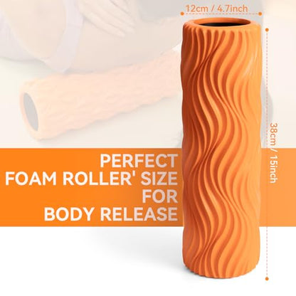 SUBCULTUREPICK Foam Roller - Muscle Massage Roller for Back Pain & Stretching - Ergonomic Wide Wave Textured - Deep Muscle Massage Pilates Yoga, Athletics, Fitness Exercise for Whole Body