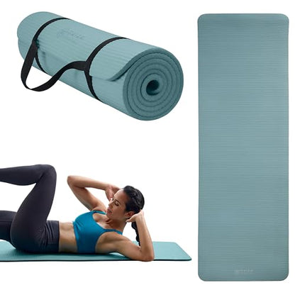 Gaiam Yoga Mat, Pilates & Exercise Mat, Thick Mat 2/5" (10mm) Workout Mat with Easy-Cinch Carrying Strap for Home & Gym Workouts - color: Balsam