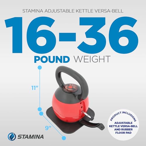Stamina X Kettle Versa-Bell - 36 lbs Strength Training Kettlebell - Adjustable Kettlebell Weights with Smart Workout App - Kettlebell Weights for Home Workout | 36 lbs Strength Training Kettlebell; Adjustable Kettlebell Weights with Smart Workout App